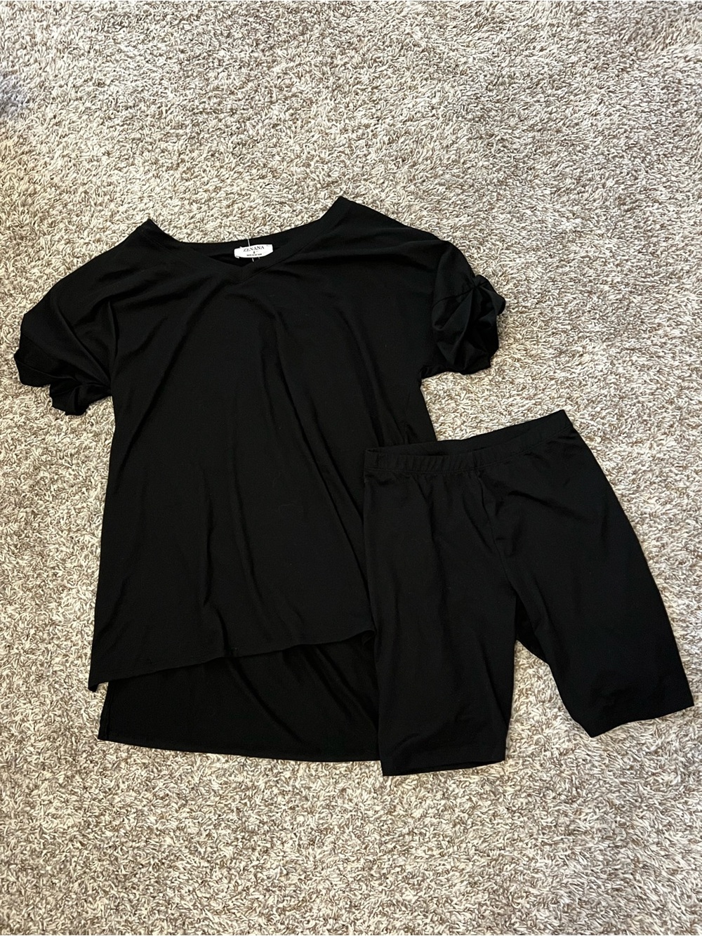Zenana Outfitters Black Two-Piece Lounge Set